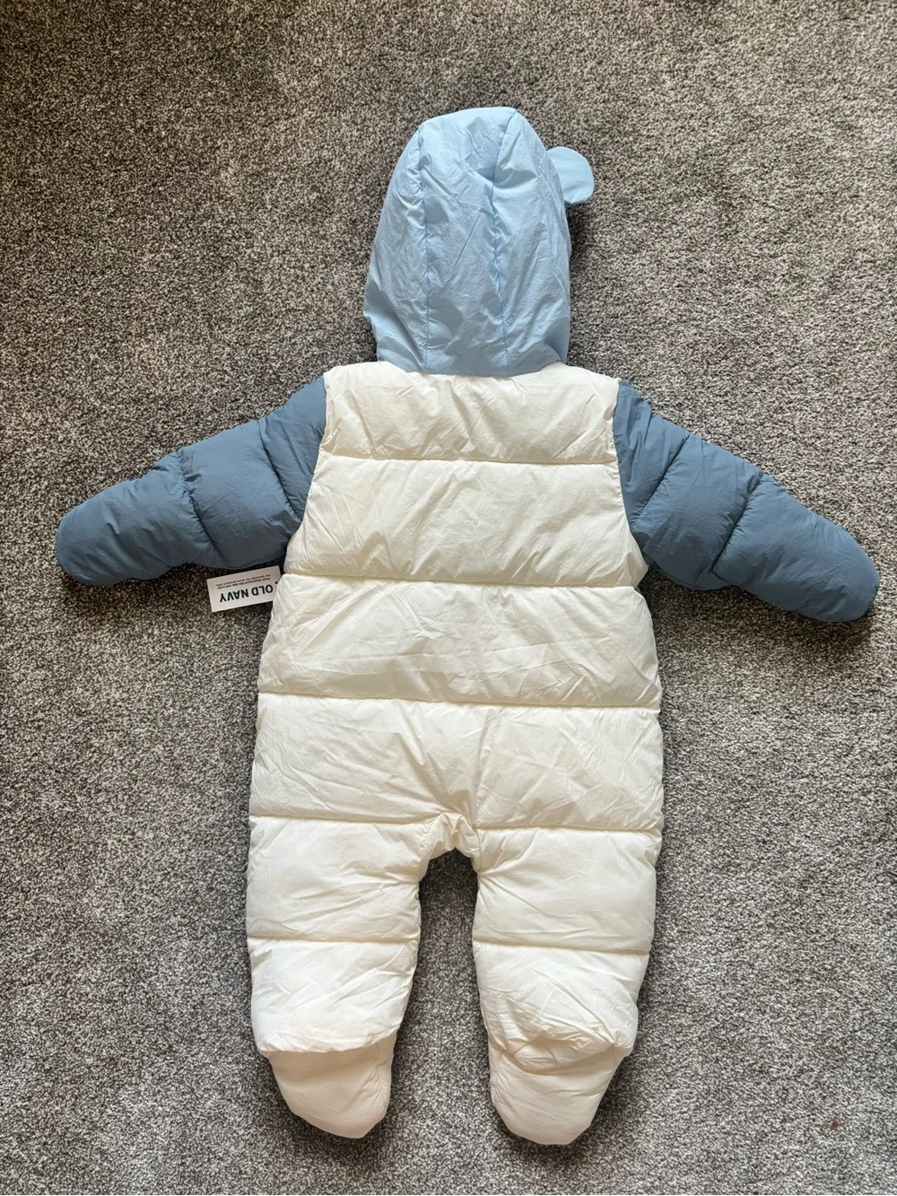 Old Navy Cream and Light Blue Quilted Baby Bunting